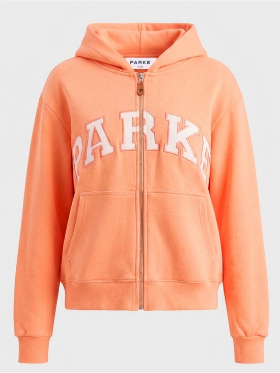 Parke Tops - PARKE Zip-up Varsity Hoodie Creamsicle Size S/M